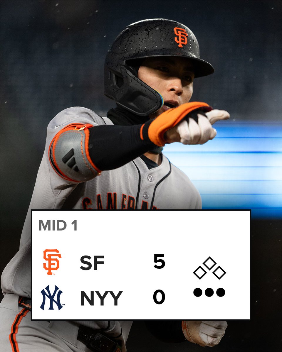 MLB's tweet photo. TEN @SFGiants bat in a five-run 1st! https://t.co/GbWN0hbfYn