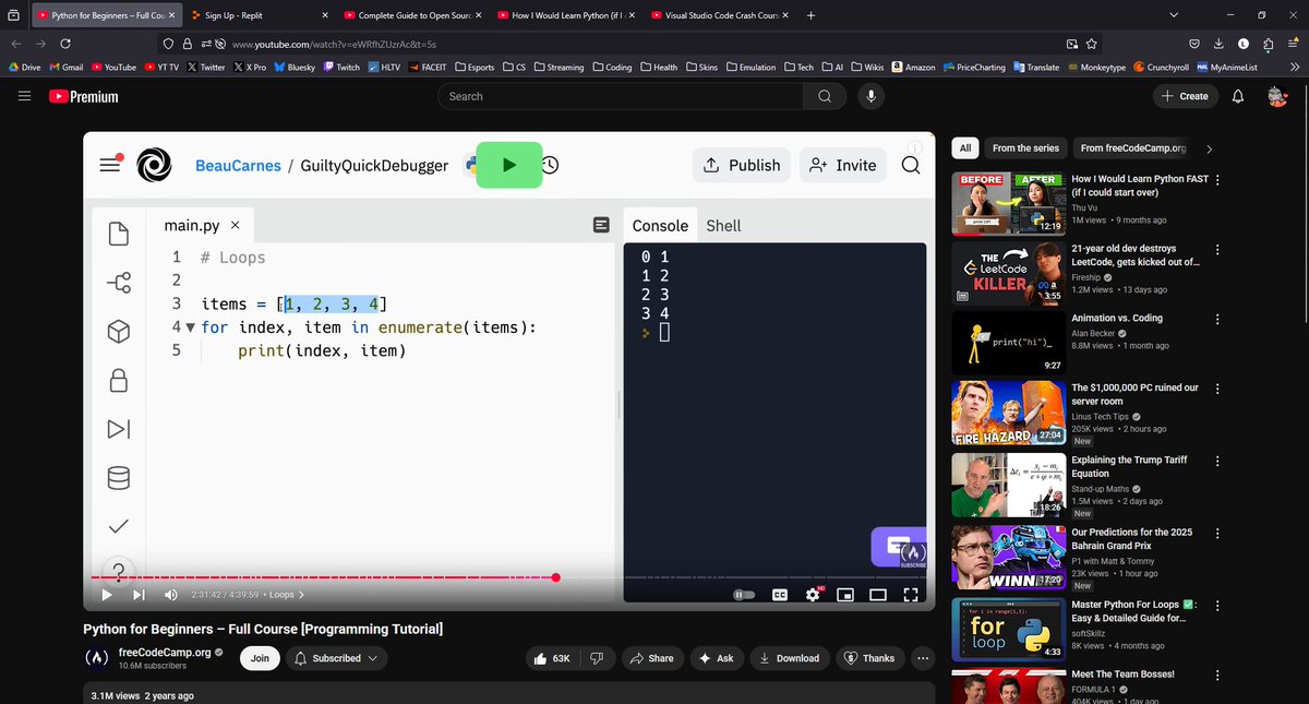 L1NKN_exe's tweet photo. #100DaysOfCode Day 3-5 (forgot to post for a few days) Watched python tutorials mainly. https://t.co/yAIeRMPEE0