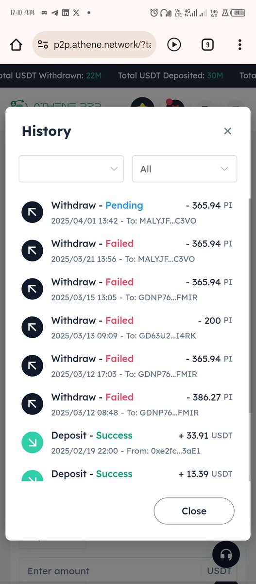 falferrol's tweet photo. @Athene_P2P Have tried several times withdrawal my pi coins but all in vein and no help from athene help center https://t.co/bbirCWafZU