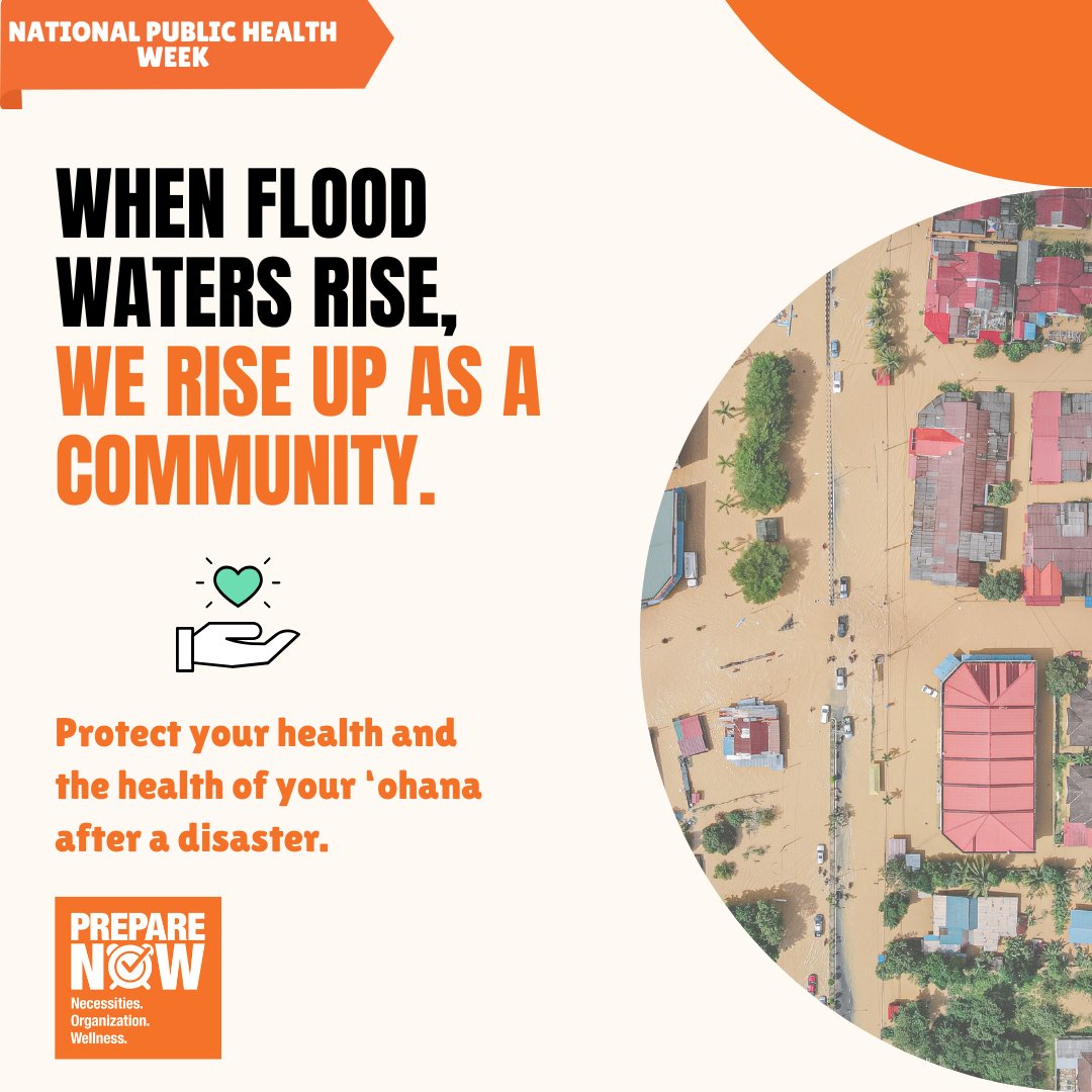 PrepareNOWHI's tweet photo. Floods do more than damage homes—they can harm health, water, &amp; food. Stay safe: avoid floodwater, clean up right, &amp; know the signs of spoiled food. Be ready to recover: 🌧️💧
🔗https://t.co/VSYiuNKrUc
🔗https://t.co/HDRgqiXX9m
#PublicHealthWeek #NPHW #ItStartsHereHI #PrepareNOWHI https://t.co/Jx3F2DUPZV