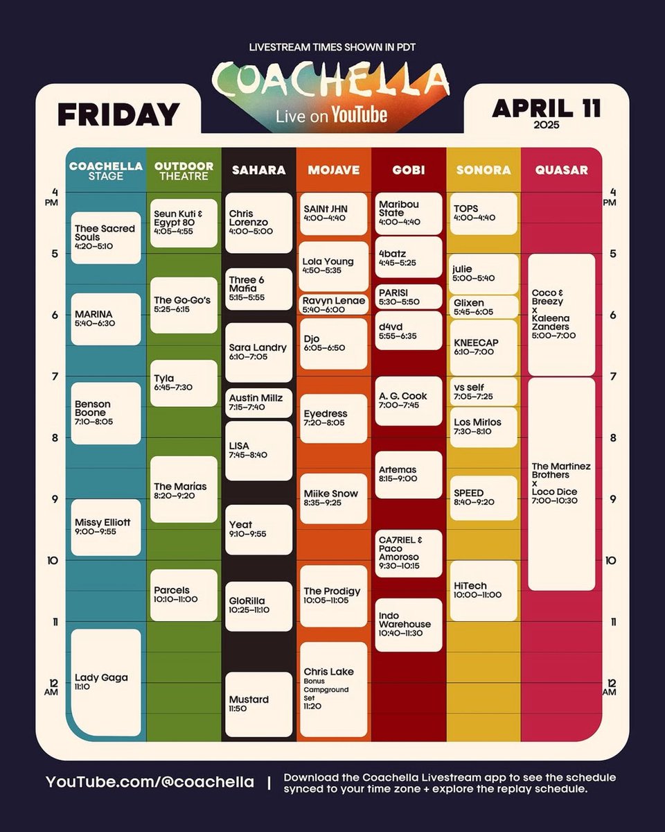 AdibHidayat's tweet photo. . @Coachella 2025! Watch live across 7 stages, all weekend long - only on @Youtube 

https://t.co/bnvnOG2TgU #coachella https://t.co/RmPnkZgm2u