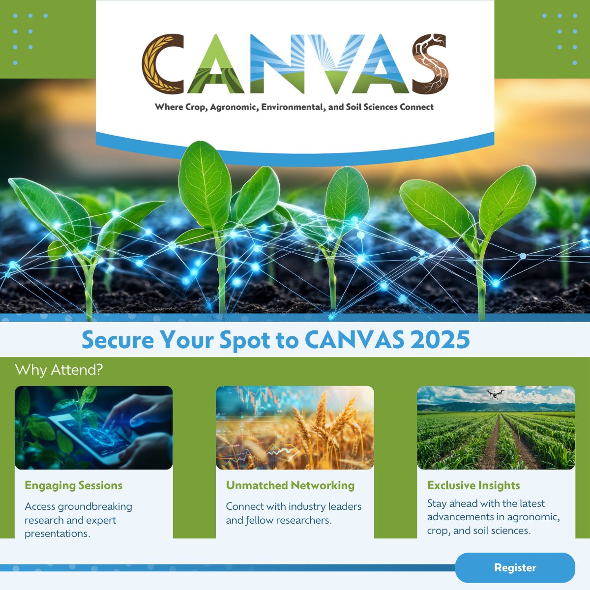 🌱 Join the premier event uniting top minds in your field. Register for #CANVAS25 | Salt Lake City, UT | Nov 9-12, 2025: ow.ly/MvFK50VrP07 #Conference2025 #LearnAndGrow #InnovateTogether #JoinUs #Agronomy #CropScience #AgResearch