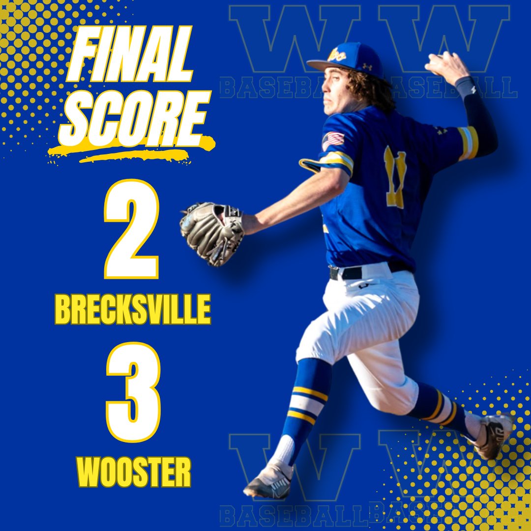🚨VARSITY FINAL🚨

Wooster 3, Brecksville 2! Gritty &amp; gutsy come from behind W in tough conditions! <a href="/aj_likowski/">AJ Likowski</a> picks up the W (2IP, 1H, 2K, 0R)! 

Offense led by:

<a href="/Sam__Nielsen18/">Sam Nielsen</a> 3H, 1RBI
<a href="/ben_winge/">Ben Winge</a> 2H, 1R
@AidanMcMillan81 1H, 1RBI

#RollGennys

#GoWoo | <a href="/alwaysageneral/">Wooster HS Athletics</a>