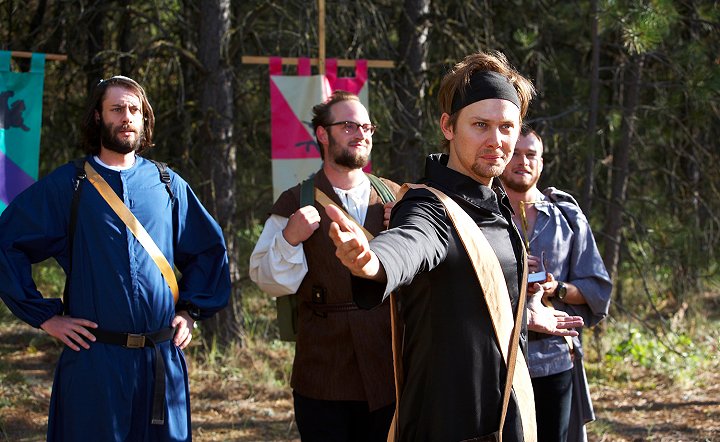 CharsieLux's tweet photo. As I mentioned before, the LARPers on set are indeed, real LARPers. They even wore their own costumes and gear on set. Definitely check out how awesome they all look during the fight scenes! 
#FFBMovieNight #KnightsOfBadassdom https://t.co/xRV5EhHC3P