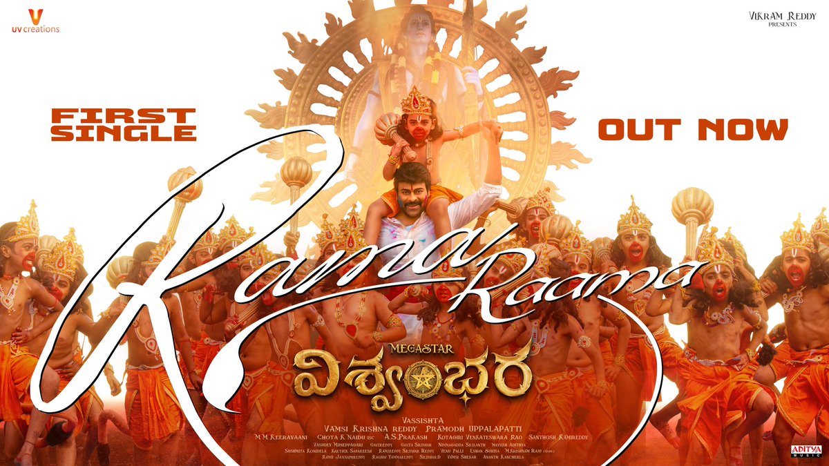 Chiranjeevi Konidela (@kchirutweets) on Twitter photo అందరికి హనుమాన్ జయంతి శుభాకాంక్షలు ✨
నా ఇష్టదైవం పుట్టినరోజున, తన ఇష్టదైవం గురించి పాట 🙏🏼
#Vishwambhara First Single #RamaRaama out now 🏹
▶️ youtu.be/7GKYw1B48o8
Music by the Legendary <a href="/mmkeeravaani/">mmkeeravaani</a> 🛐
Lyrics by 'Saraswatiputra' <a href="/ramjowrites/">RamajogaiahSastry</a> ✒️
Sung by <a href="/Shankar_Live/">Shankar Mahadevan</a> అందరికి హనుమాన్ జయంతి శుభాకాంక్షలు ✨
నా ఇష్టదైవం పుట్టినరోజున, తన ఇష్టదైవం గురించి పాట 🙏🏼
#Vishwambhara First Single #RamaRaama out now 🏹
▶️ youtu.be/7GKYw1B48o8
Music by the Legendary <a href="/mmkeeravaani/">mmkeeravaani</a> 🛐
Lyrics by 'Saraswatiputra' <a href="/ramjowrites/">RamajogaiahSastry</a> ✒️
Sung by <a href="/Shankar_Live/">Shankar Mahadevan</a>