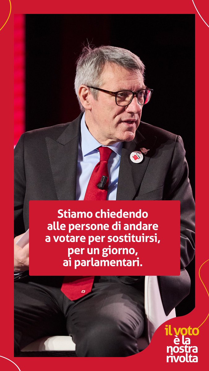 CGILCatania's tweet photo. 🗣️ “Stiamo chiedendo alle persone di andare a votare per sostituirsi, per un giorno, ai parlamentari, per divenire loro stessi parlamentari”.

Maurizio Landini a Futura 2025 per il #Referendum2025 dell’8 e 9 giugno.

#insiemeperilreferendum #Lavoro #Diritti #Cittadinanza #CGIL https://t.co/lx0BllGDKz