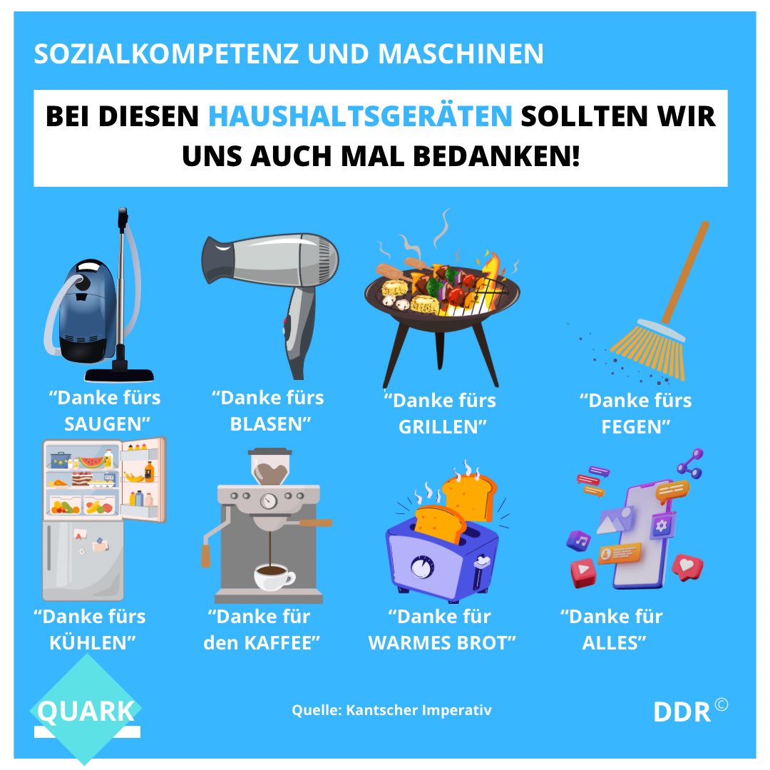 Vielens von uns bedanken sich bei der KI für die Beantwortung von Anfragen, einige sicherheitshalber, um safe zu sein, wenn die KI einst die Macht übernimmt. Wie aber sieht es mit anderen Haushaltsgeräten aus, die uns dienen? Sollten wir nicht auch hier öfter Danke sagen?