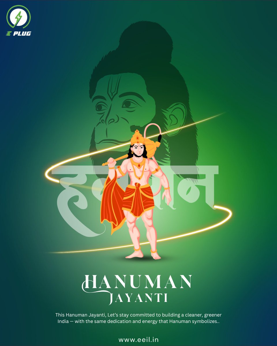 EcoplugIndia's tweet photo. Happy Hanuman Jayanti from Ecoplug! 
On this divine day, may Lord Hanuman bless you with strength, courage, and devotion.
Let’s stay committed to building a cleaner, greener India — with the same dedication and energy that Hanuman symbolizes.
#ecoplug #ecoplugenergyindialimited https://t.co/wTW0qFi1pQ