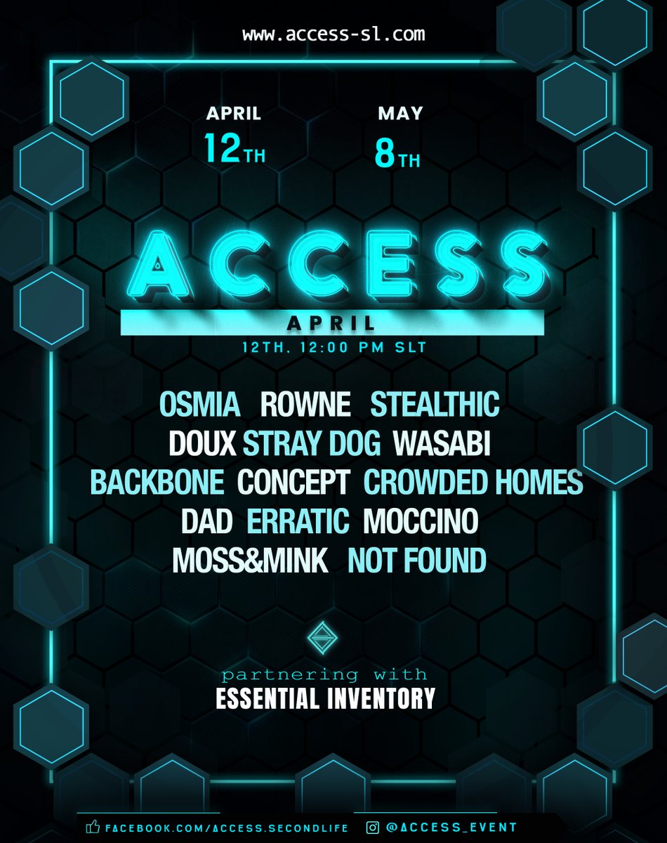 🩵 ACCESS April is coming TODAY 12th!  12 pm slt 📷

Visit access-sl.com to see all ACCESS events

Follow us on IG: @access_event

#secondlife #accessevent #secondlifeshopping