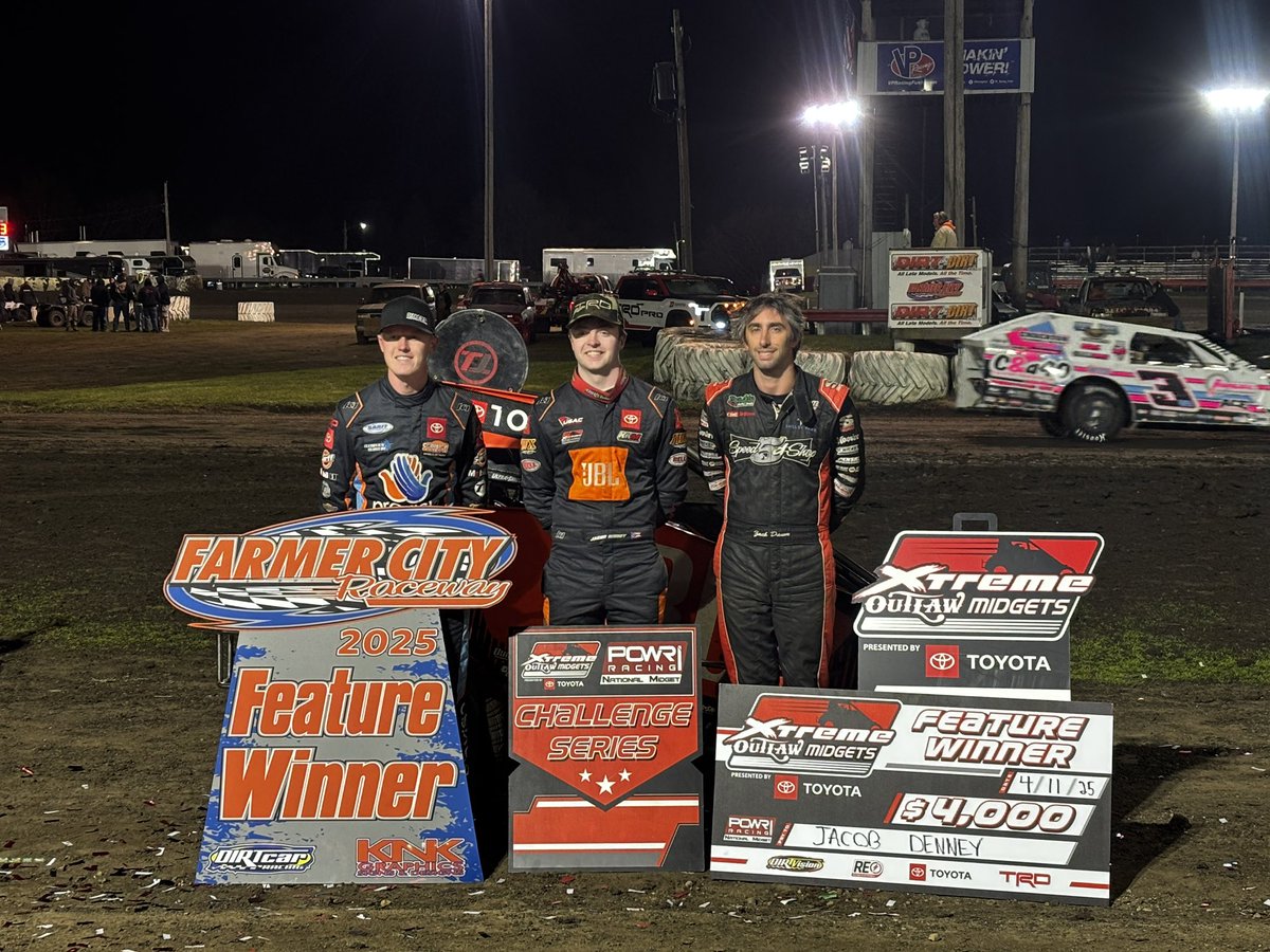 Xtreme_Outlaw's tweet photo. Podium from @FarmerCityRacin:

🥇@JacobDenney11 
🥈@DaumMotorsports 
🥉@SarffKarter https://t.co/v2EhGwzbpi