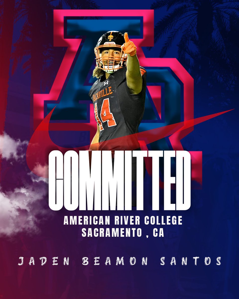 Jaden Beamon-Santos (@jadenbeamons) on Twitter photo I am very blessed to announce my commitment to <a href="/ARCBeaverBall/">American River College Football</a>!! Let's get to work!!! <a href="/Coach_Ohout/">Coach O</a> <a href="/mmorrishc/">Michael Morris</a> <a href="/coachhaynes711/">Coach LeVon Haynes</a> I am very blessed to announce my commitment to <a href="/ARCBeaverBall/">American River College Football</a>!! Let's get to work!!! <a href="/Coach_Ohout/">Coach O</a> <a href="/mmorrishc/">Michael Morris</a> <a href="/coachhaynes711/">Coach LeVon Haynes</a>