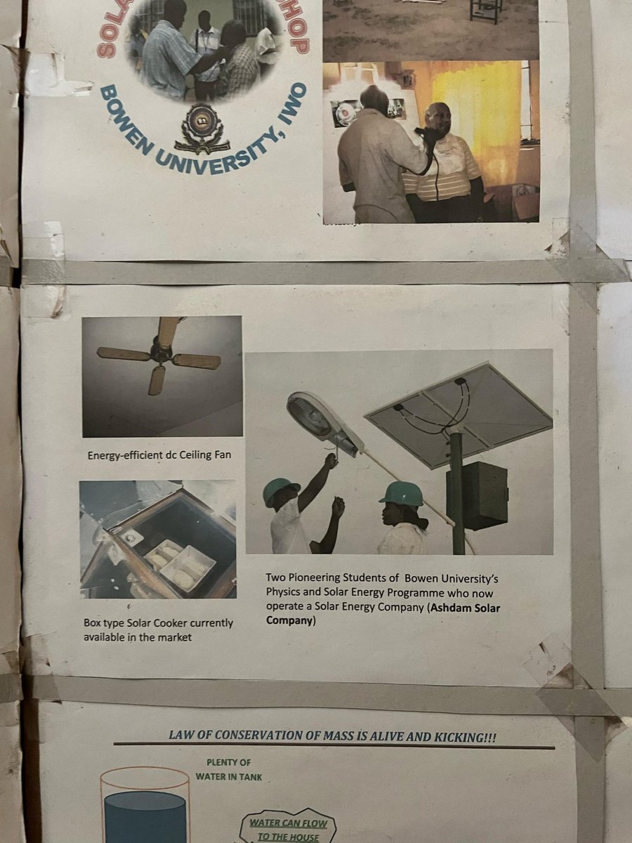 solar_queen01's tweet photo. Went back to my alma mater @bowenuniversity with some partners and saw my first solar project from 2003 - a solar powered school logo 🌞

Also spotted @ashdamsolar first job (2007) displayed at the solar energy lab. So nostalgic. Proof that small steps can lead to lasting impact https://t.co/GhXh7AHeQY