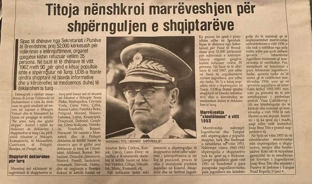 ErnestoFerrari9's tweet photo. 🔴TITO SIGNED THE AGREEMENT ON THE DISPLACEMENT OF ALBANIANS 

According to data from the Secretariat of Internal Affairs, out of 52,000 requests for the exchange of identity cards, the relevant bodies had rejected only 35 people. #Kosovo #Albania #albanian #Serbia #Srbija https://t.co/lorB79POGD