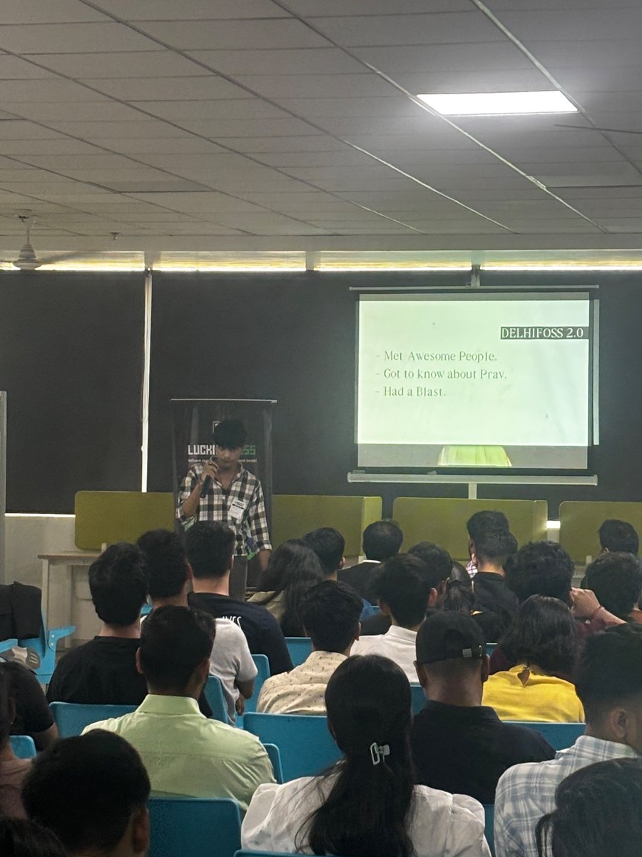 FOSSUnited's tweet image. First talk at #LucknowFOSS conference, Prav

@FOSSUnitedLKO. 

Prav.app