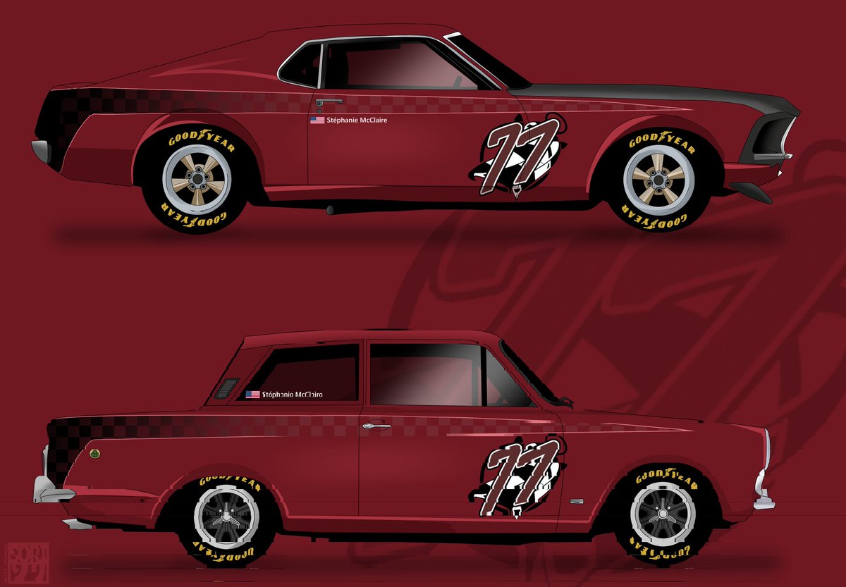 Revz_RoadRacer's tweet photo. McClaire collects race cars like hot wheels, one of the many perks of being Imortal and getting to "replay" history again and again. 

What cars vintage or modern would look good in McClaire’s Crimson Red? https://t.co/2aRb9XfoHy