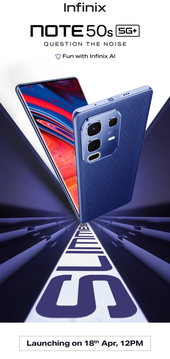 TechaBox's tweet image. Infinix Note 50s 5G

India
Launching - 18 April, 2025

- 6.78&quot; FHD+ AMOLED Curved 144Hz Display
- In-Display FS
- 64MP IMX682 AI Camera

#InfinixNote50s #Infinix 

(1/2)