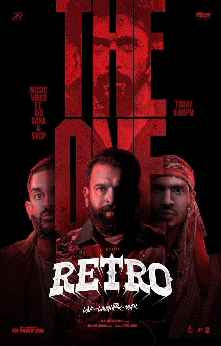 karthik subbaraj (@karthiksubbaraj) on Twitter photo Music video Featuring <a href="/sidsriram/">Sid Sriram</a> - <a href="/Music_Santhosh/">Santhosh Narayanan</a> - <a href="/shanvdp/">SVDP</a> π₯π₯π₯
#TheOneSong Today at 5 pm !!
A #SaNa musical
Lyrics <a href="/Lyricist_Vivek/">Vivek</a>
#Retro
#TheOne
#RetroFromMay1
#LoveLaughterWar Music video Featuring <a href="/sidsriram/">Sid Sriram</a> - <a href="/Music_Santhosh/">Santhosh Narayanan</a> - <a href="/shanvdp/">SVDP</a> π₯π₯π₯
#TheOneSong Today at 5 pm !!
A #SaNa musical
Lyrics <a href="/Lyricist_Vivek/">Vivek</a>
#Retro
#TheOne
#RetroFromMay1
#LoveLaughterWar