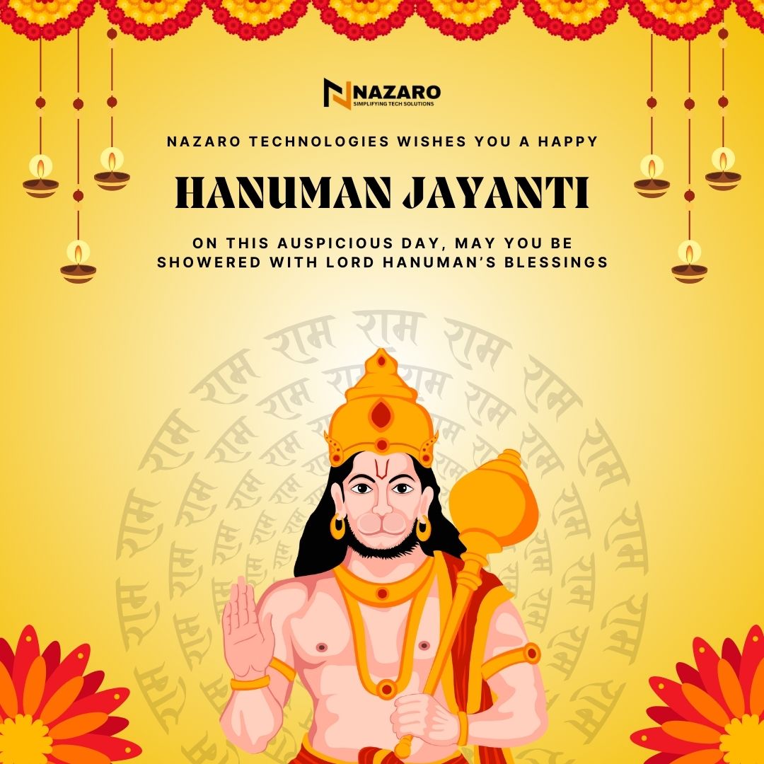 nazaro_tech's tweet photo. 🙏🚩 NAZARO TECHNOLOGIES wishes you a Happy Hanuman Jayanti! 🌺🕉️💫

on this auspicious day, may you be showered with lord hanuman’s blessings.

#hanumanjayanti #happyhanumanjayanti #jaihanuman #bajrangbali #hanumanbhakt #hanumanji #sankatmochan #shreehanuman https://t.co/XoQKvDi21R