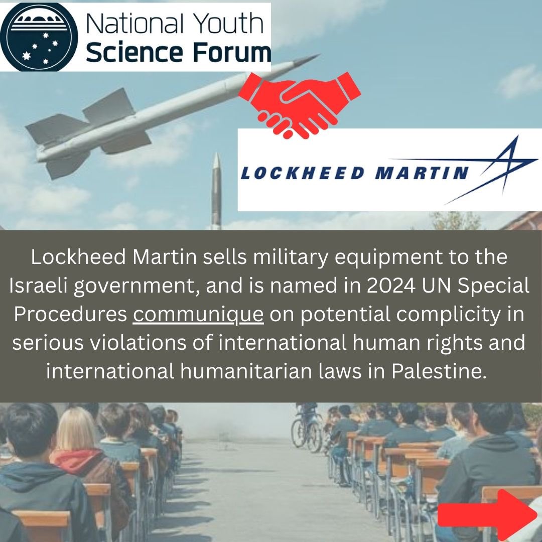 withpineapple's tweet photo. Please sign the open letter calling on National Youth Science Forum to stop partnering with Lockheed Martin 

https://t.co/sXYr2sMfJr https://t.co/N7Fj25L40M