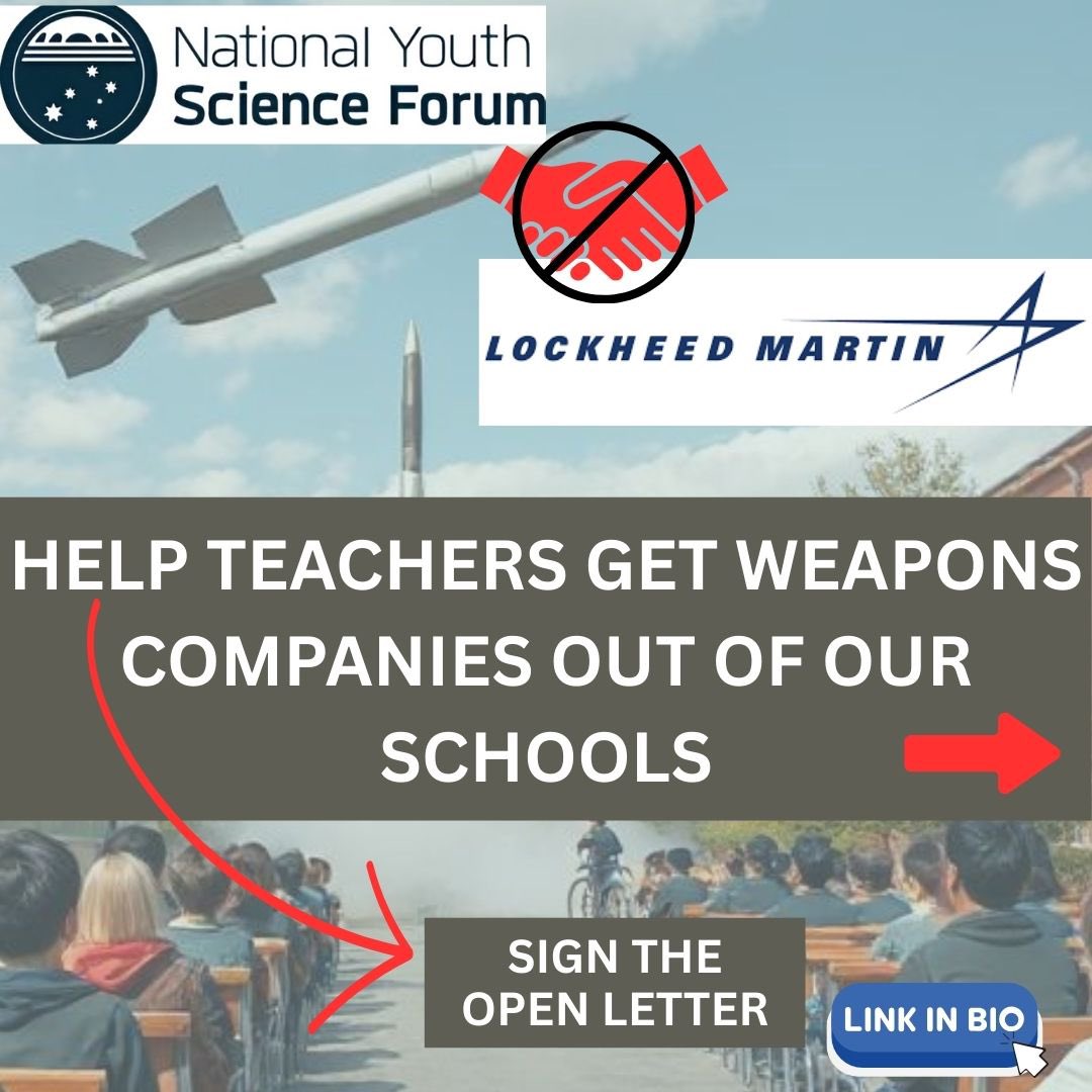 withpineapple's tweet photo. Please sign the open letter calling on National Youth Science Forum to stop partnering with Lockheed Martin 

https://t.co/sXYr2sMfJr https://t.co/N7Fj25L40M