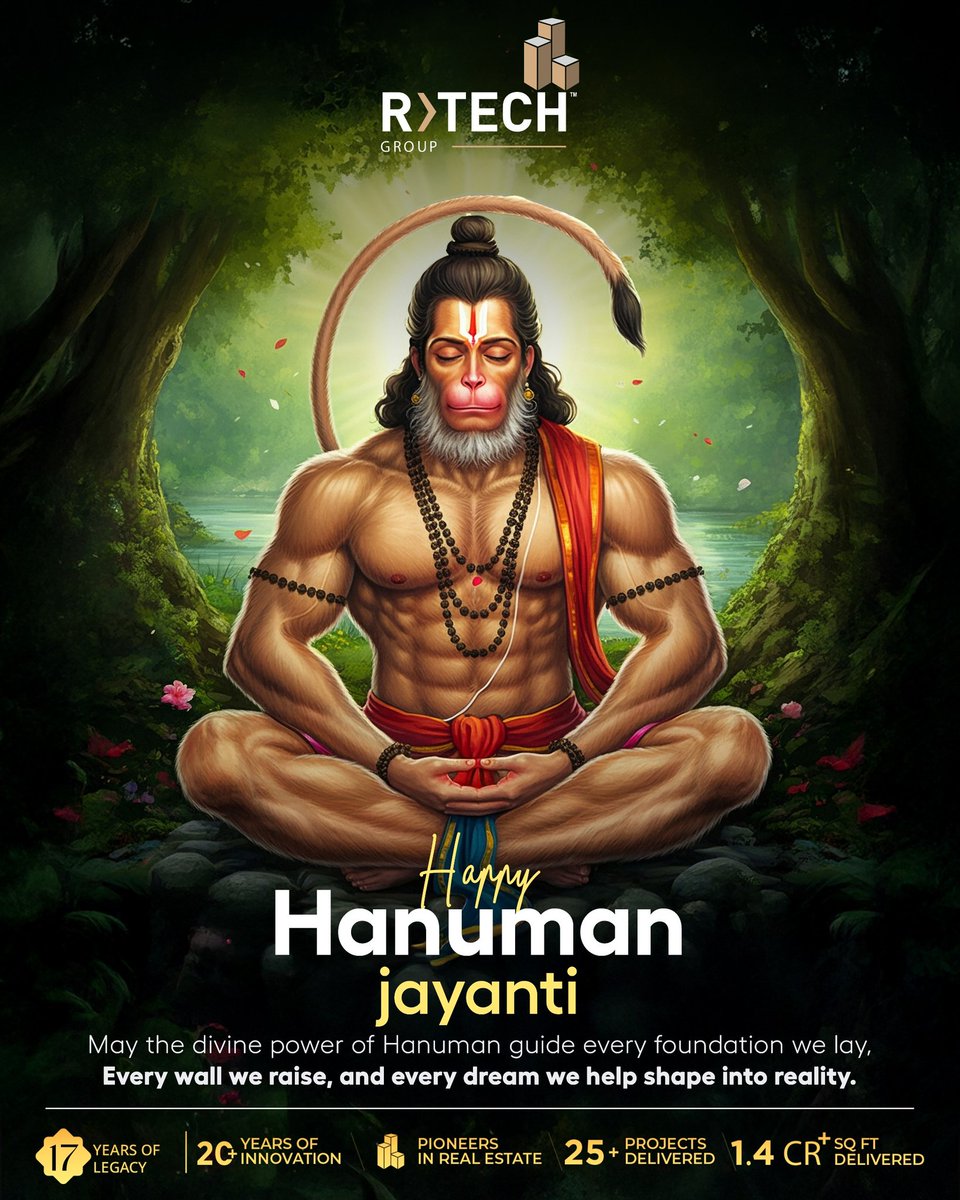 rtech_group's tweet image. May the unwavering strength and divine grace of Lord Hanuman bless every step we take, every wall we build. On this Hanuman Jayanti, R-Tech Group prays for power, protection, and prosperity in every foundation we lay. 🙏

#HanumanJayanti2025 #BlessingsOfHanuman #RTechGroup
