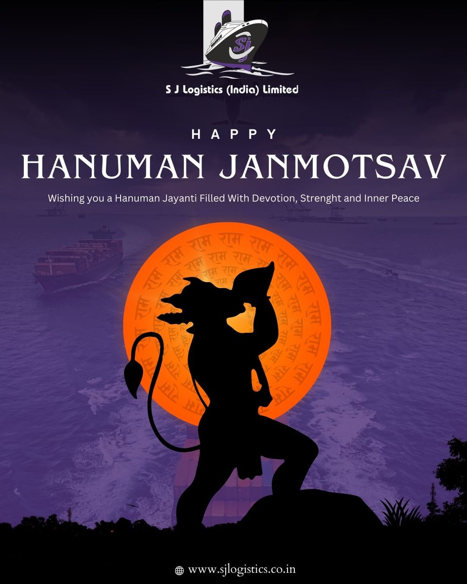 sja_group's tweet photo. With strength in service and devotion in every move, May Lord Hanuman bless your path with power and peace.
Happy Hanuman Janmotsav!
#HanumanJanmotsav #JaiBajrangbali #StrengthAndDevotion #SJLogistics #DivineBlessings #ShippingWithSpirit #HanumanBhakt https://t.co/5KzWqZEvtH