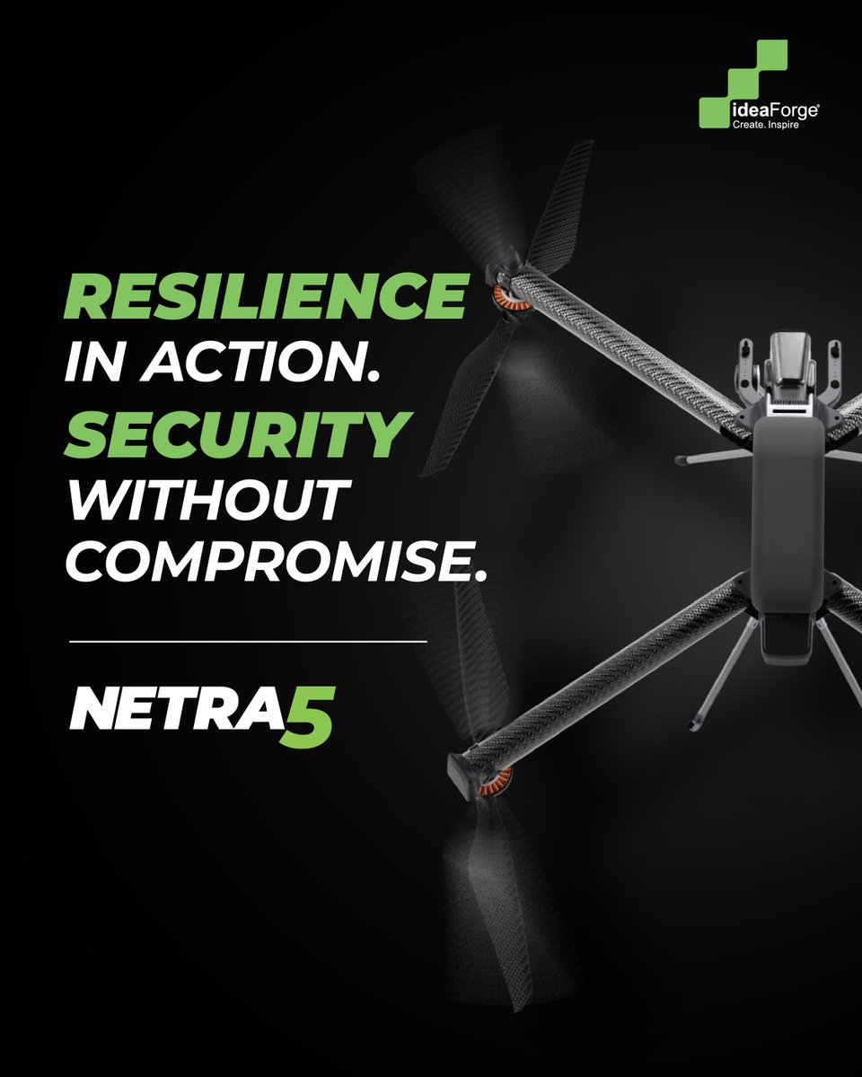 ideaforge_tech's tweet photo. Resilience in Action. Security without Compromise. Built for frontline operations, NETRA V5 equips law enforcement and emergency responders with real-time aerial intelligence to stay prepared for any mission.
#NETRA5 #PublicSafety #SurveillanceDrone https://t.co/Z43PeUL6KI