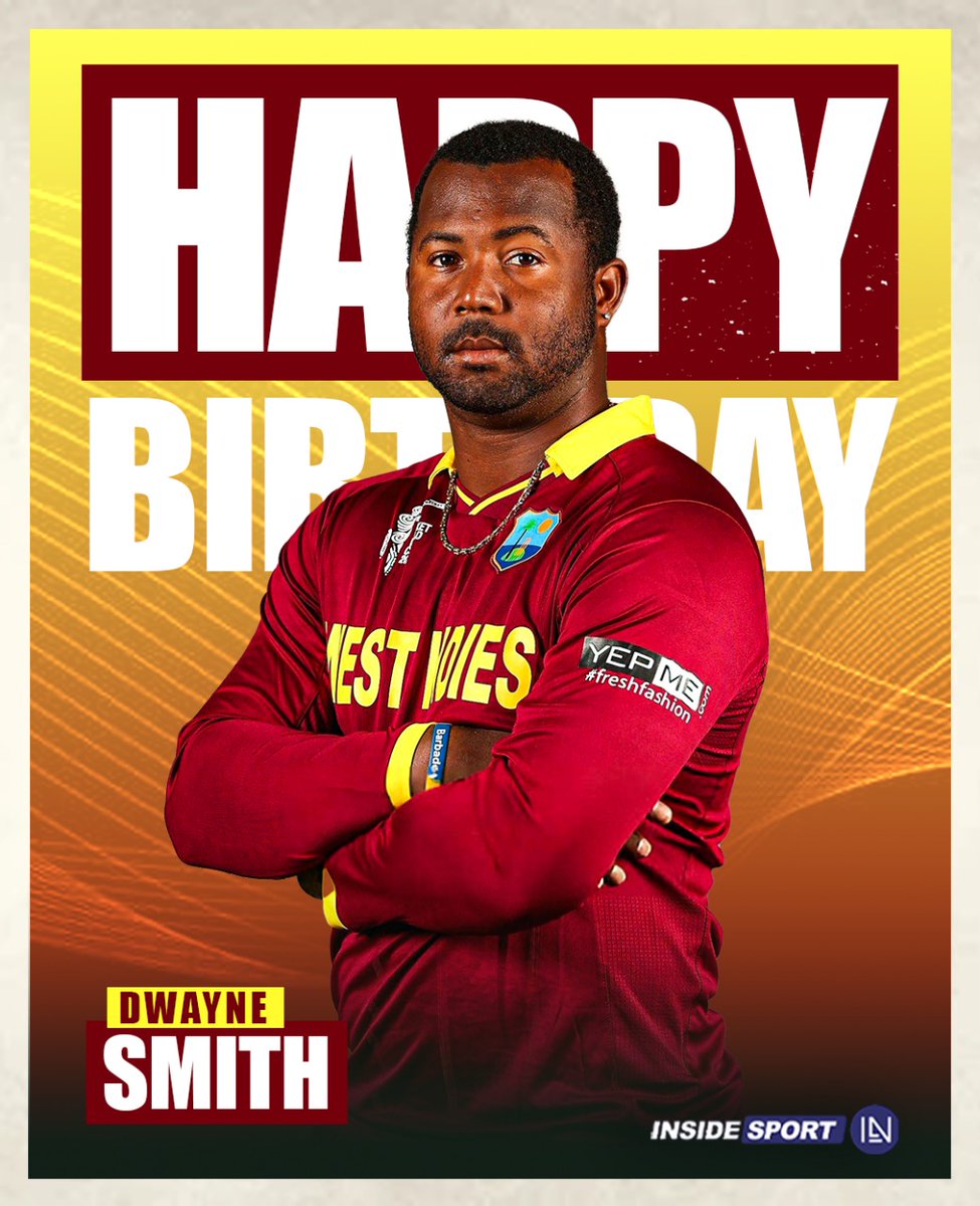 InsideSportIND's tweet photo. Here's wishing a very happy 42nd birthday to former Windies all-rounder, Dwayne Smith 🎂
#HappyBirthday #DwayneSmith #CricketTwitter https://t.co/iH3SZZmIgn