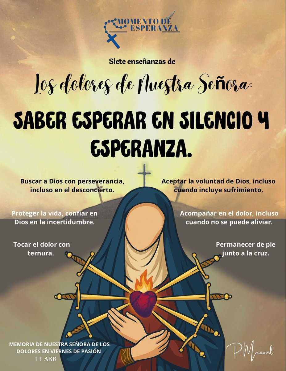 Hoy es #ViernesDeDolores, día para recordar los sufrimientos de la Virgen María antes de la Pasión de Cristo. Tradición católica que sigue viva como antesala de la #SemanaSanta. Acompañamos a la Madre en su dolor. #Dolorosa