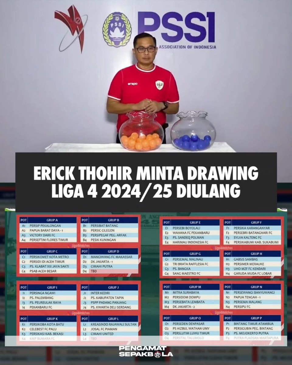 Titipan_Mafia's tweet photo. Masak iya gara2 Drawing Liga 4 Nasional 2025, Nama ketua umum PSSI Erick Thohir jadi tercoreng. Karir 2029 berat dong. Padahal sekarang Timnas Indonesia di track record yg benar
Ohh iya bapak ini adalah Dessy Arfianto adlh ketum asprov PSSI DIY periode sekarang
#Liga4Nasional2025 https://t.co/08IbfevJwb