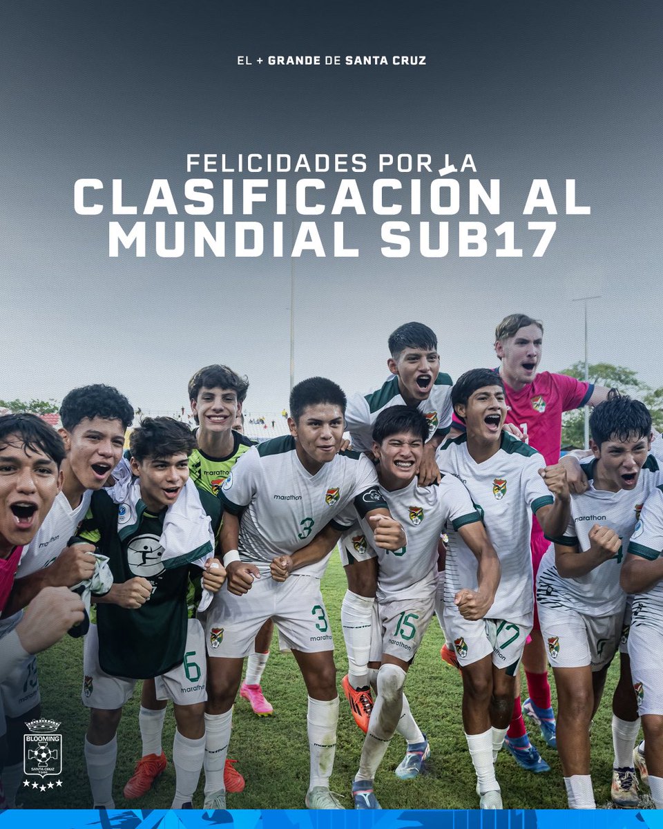 BloomingOficial's tweet image. ¡Felicitamos a nuestra Selección Nacional Sub 17 por la Clasificación al mundial de la categoría! 🏆🌎🇧🇴

#VamosBolivia