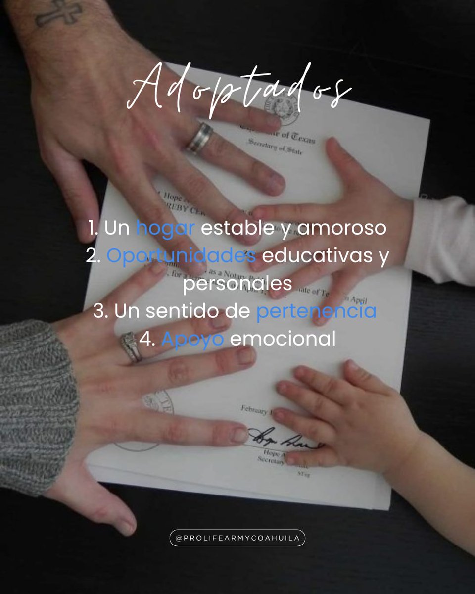 prolifearmycoa1's tweet photo. La adopción puede tener numerosos beneficios tanto para los adoptantes como para los adoptados, y puede ser una forma de hacer una diferencia positiva en la vida de los niños y jóvenes🩵⚔️

#ProlifeArmy #SiALaVida https://t.co/y1pXDrFpQn