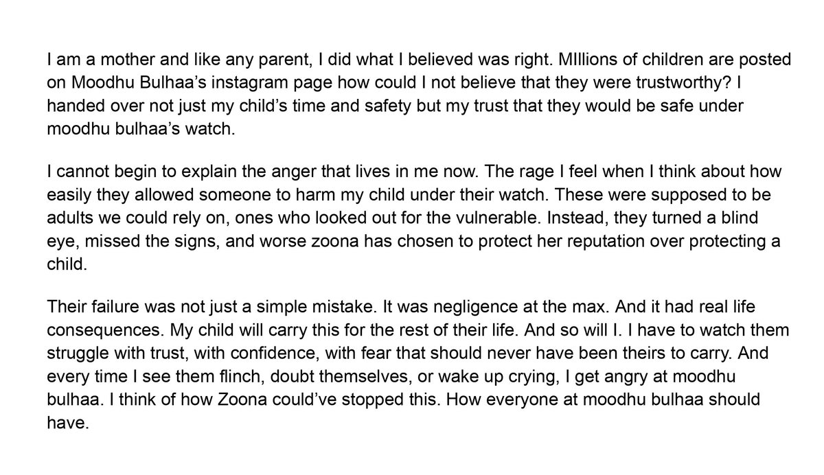 boxfishfiles's tweet image. Individual Minor Victim Impact Statements:
These statements were written to describe the trauma minors underwent while at Moodhu Bulhaa Dive Center. Link to sign the petition to deplatform Moodhu Bulhaa Dive Center from VacationsExpo: chng.it/BCwh9gHM9m