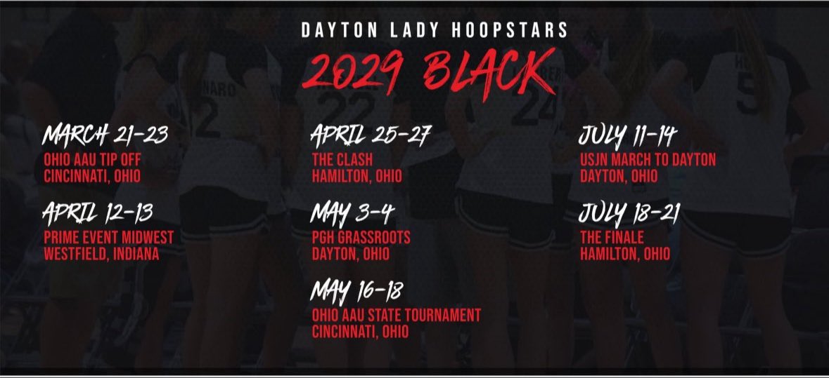 So excited that AAU season has begun!  Our team schedule is below.  Let’s go Hoopstars!  <a href="/dlh2029/">DLH2029</a> @dlhoopstars