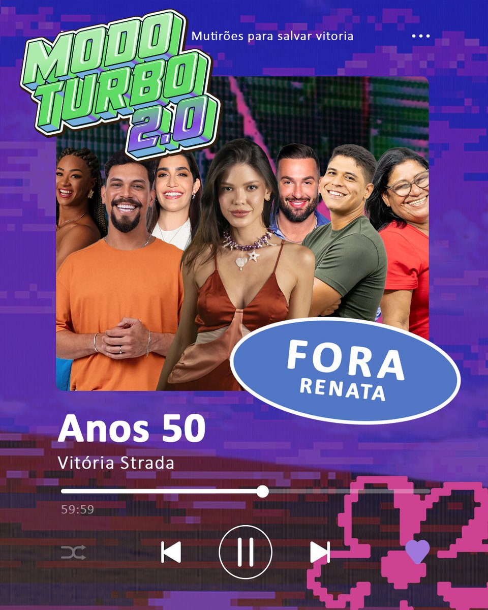 🦩 MEGA MUTIRÃO ANOS 50 INICIADO🦩

🗳A cada 10 VOTOS comente um EMOJI!
❌ O voto é para ELIMINAR, vote em RENATA
⏰ Encerramento às 1h

✅ Meta: 150K respostas

▶️ VOTO ÚNICO: gshow.globo.com/realities/bbb/…
▶️ VOTO TORCIDA: gshow.globo.com/realities/bbb/…

#BBB25 #Teamstrada #ForaRenata
