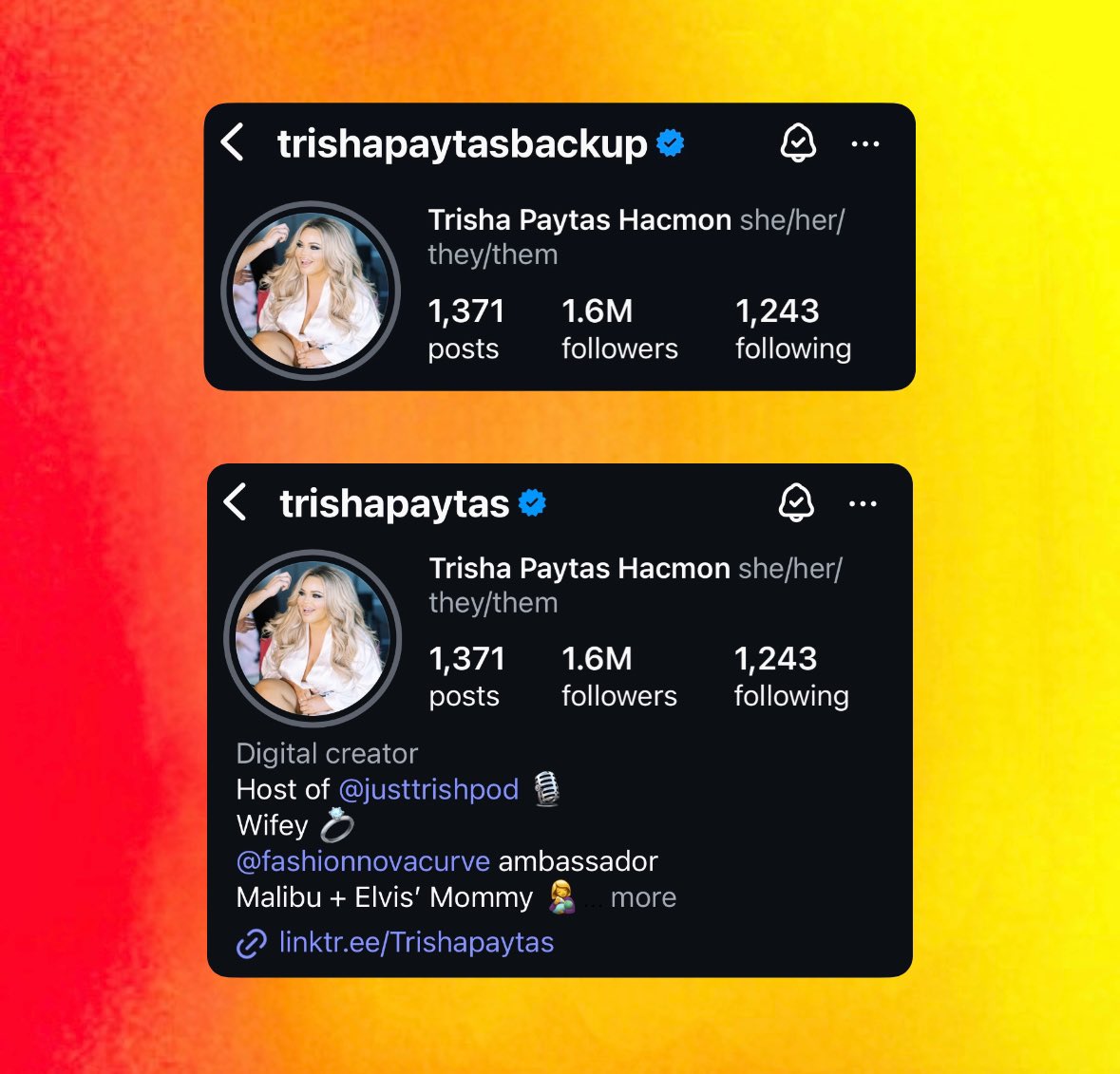 TrishCrave's tweet photo. Trisha Paytas Reclaims Her Instagram Handle After 5 Years. https://t.co/J4l9Zd0HLU