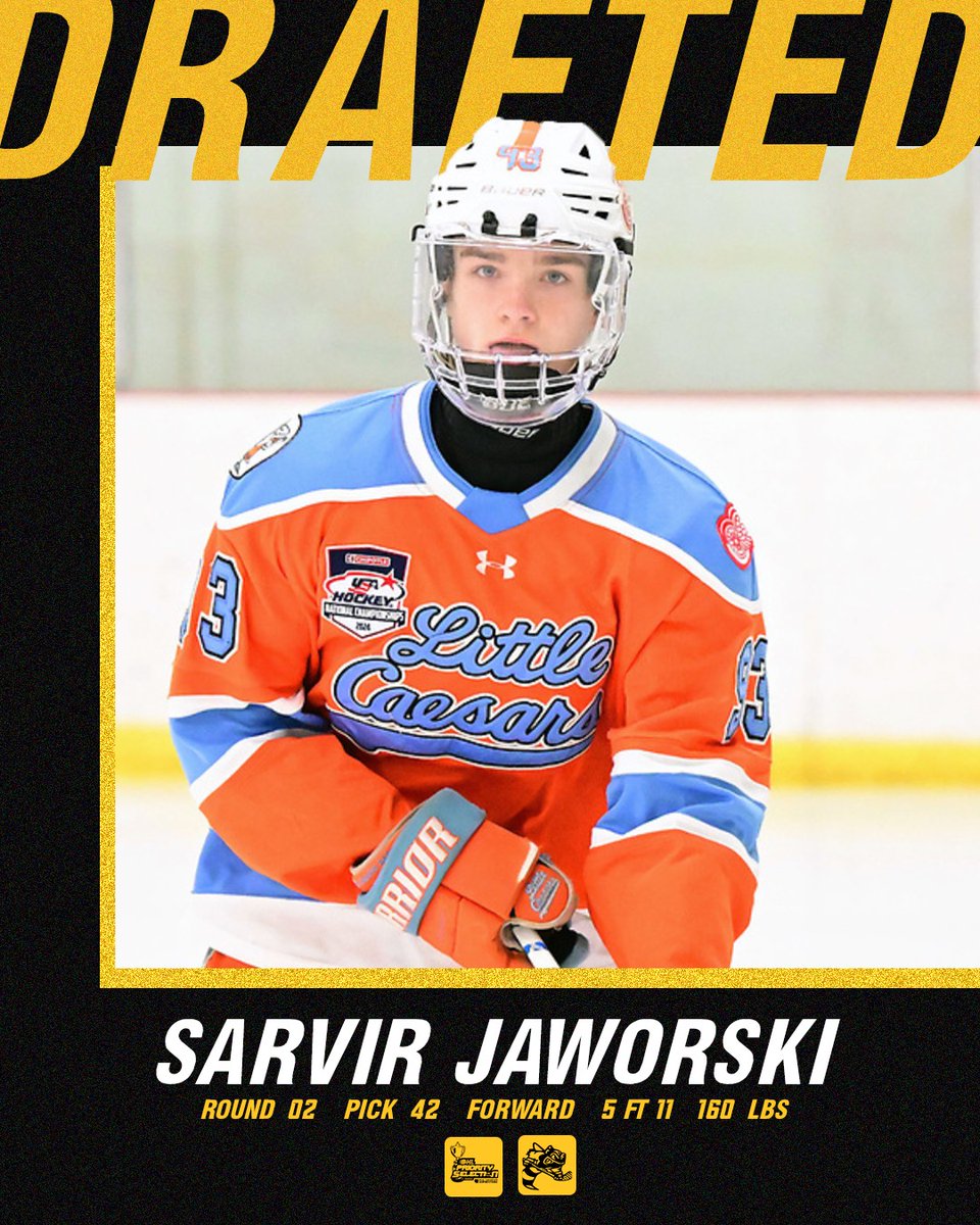 StingHockey's tweet image. Welcome to Sting Nation 🐝🐝

We are pleased to select Sarvir Jaworski in the 2nd round, 42nd overall pick in the 2025 OHL Priority Selection Draft!

#UsAgainstAll | #OHLDraft