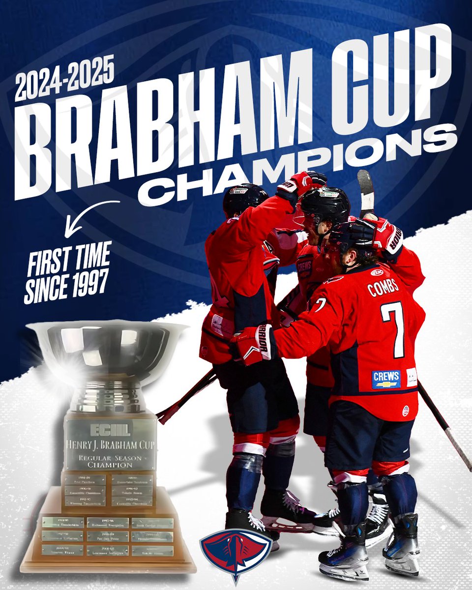 With tonight's victory, the Stingrays are officially guaranteed to finish with the best record in the <a href="/ECHL/">ECHL</a>  and are the 2024-25 Brabham Cup Champions!

Read more and secure your tickets to our first two playoff games against the <a href="/OrlandoHockey/">Orlando Solar Bears</a> on April 18th and 19th at the links