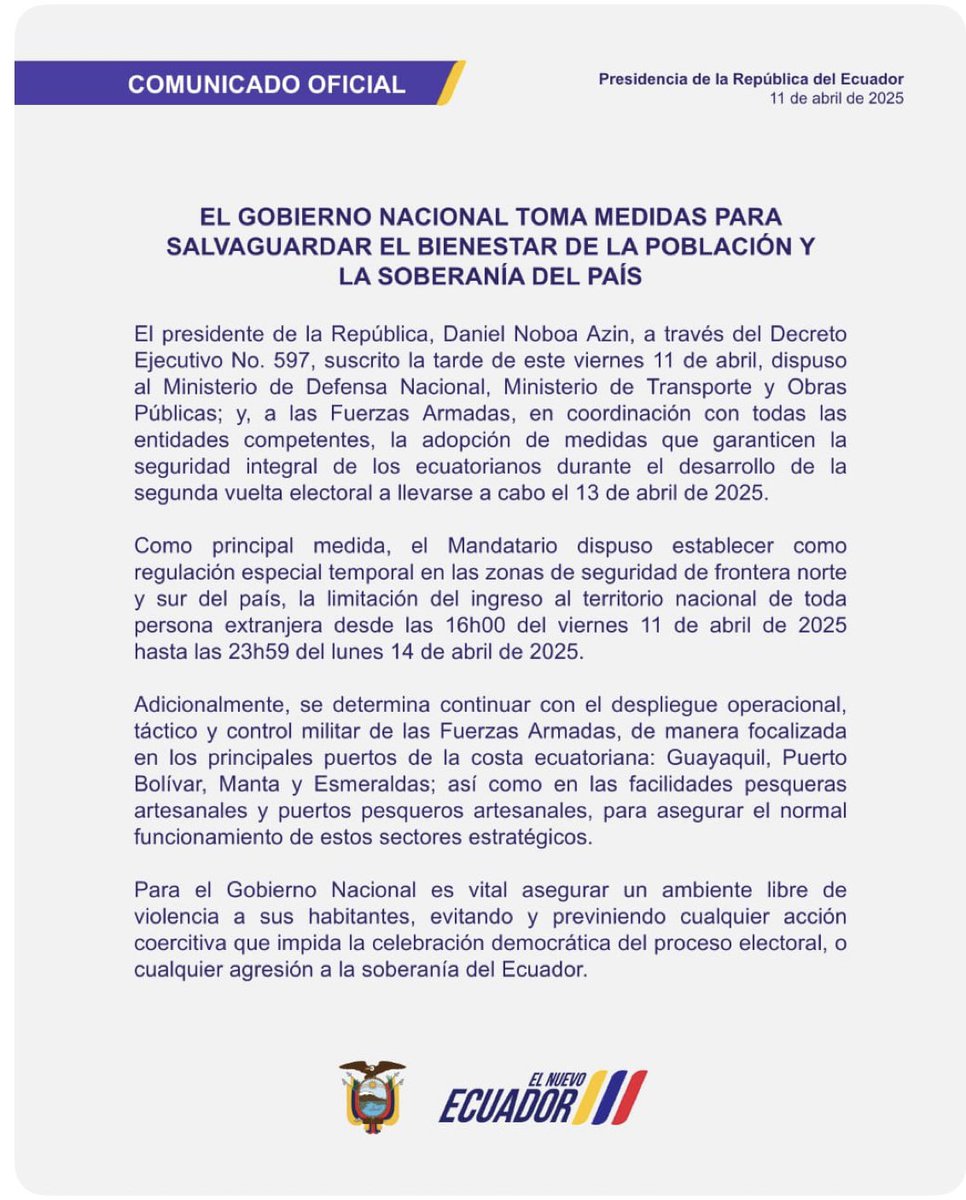 RESPETAR LA DEMOCRACIA 

✅Rige la prohibición de ingreso de ciudadanos extranjeros por tierra hasta el lunes. Cualquier cosa se puede decir de esta medida, MENOS que atenta contra la democracia porque “no pueden entrar los Observadores…”.
✅Los  Observadores ya llegaron y lo