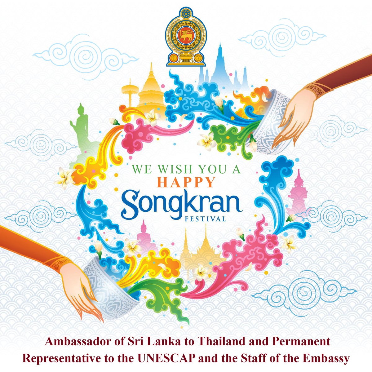 SLinBangkok's tweet photo. Happy Songkran Festival 2025!!!
Ambassador of Sri Lanka to Thailand and Permanent Representative to UNESCAP and the Staff  of the Embassy https://t.co/PGwP32evi7