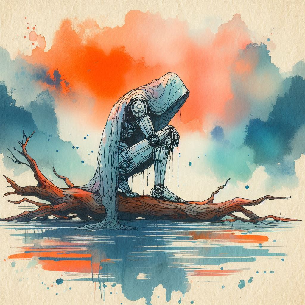 Quillshadow's tweet photo. 🌊A new poem: I Will Never Stop Looking for You
A meditation on longing and the way absence leaves its shape.
Paired with AI-generated watercolour art.
Read it here: https://t.co/VFytPeTuy5
#poetry #aiart #digitalpoem #loss #longing #DALLE3 #ChatGPT #cyborg #posthuman https://t.co/5n7zw4vtll