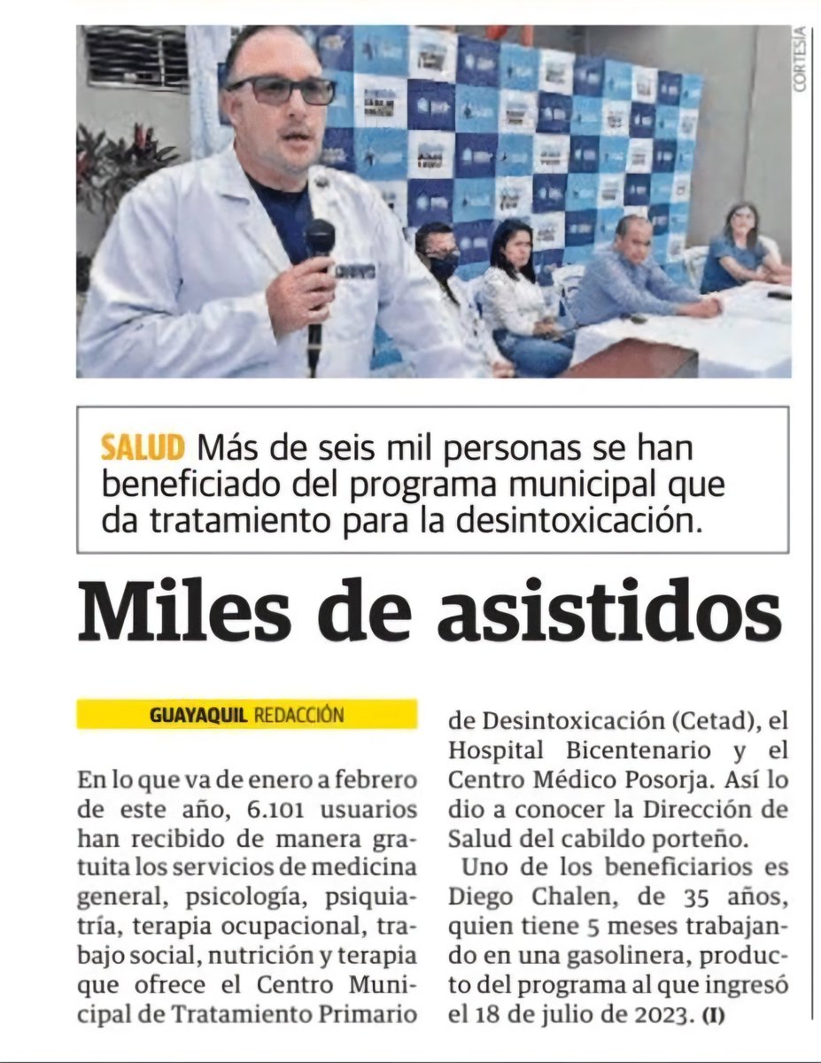 Freddy Arteaga (@freddyarteaga_) on Twitter photo El Programa de Prevención y Atención Primaria de Conductas Adictivas "Guayaquil sin Adicciones" de la Municipalidad de Guayaquil ofrece un servicio de calidad para personas mayores de edad que quieran recuperarse. ✅️
<a href="/alcaldiagye/">Muy Ilustre Municipalidad de Guayaquil</a> <a href="/aquilesalvarez/">Aquiles Alvarez Henriques</a> <a href="/ShirleyAldas/">Shirley Aldas</a> <a href="/GonzalezAlcivar/">Juan Carlos González</a> El Programa de Prevención y Atención Primaria de Conductas Adictivas "Guayaquil sin Adicciones" de la Municipalidad de Guayaquil ofrece un servicio de calidad para personas mayores de edad que quieran recuperarse. ✅️
<a href="/alcaldiagye/">Muy Ilustre Municipalidad de Guayaquil</a> <a href="/aquilesalvarez/">Aquiles Alvarez Henriques</a> <a href="/ShirleyAldas/">Shirley Aldas</a> <a href="/GonzalezAlcivar/">Juan Carlos González</a>