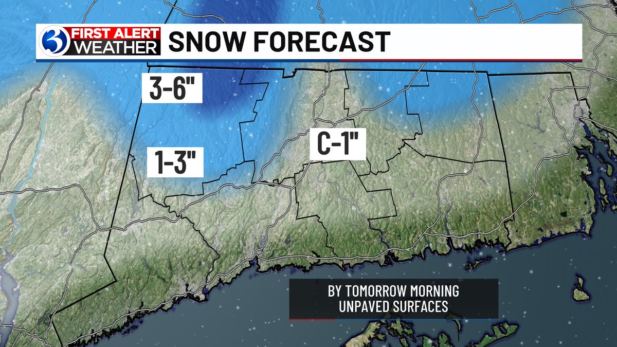 WeatherJosh's tweet image. Rain transitions to snow after midnight. We have increased totals a bit for northern Litchfield county where a burst of snow could allow things to accumulate quickly. #FirstAlert