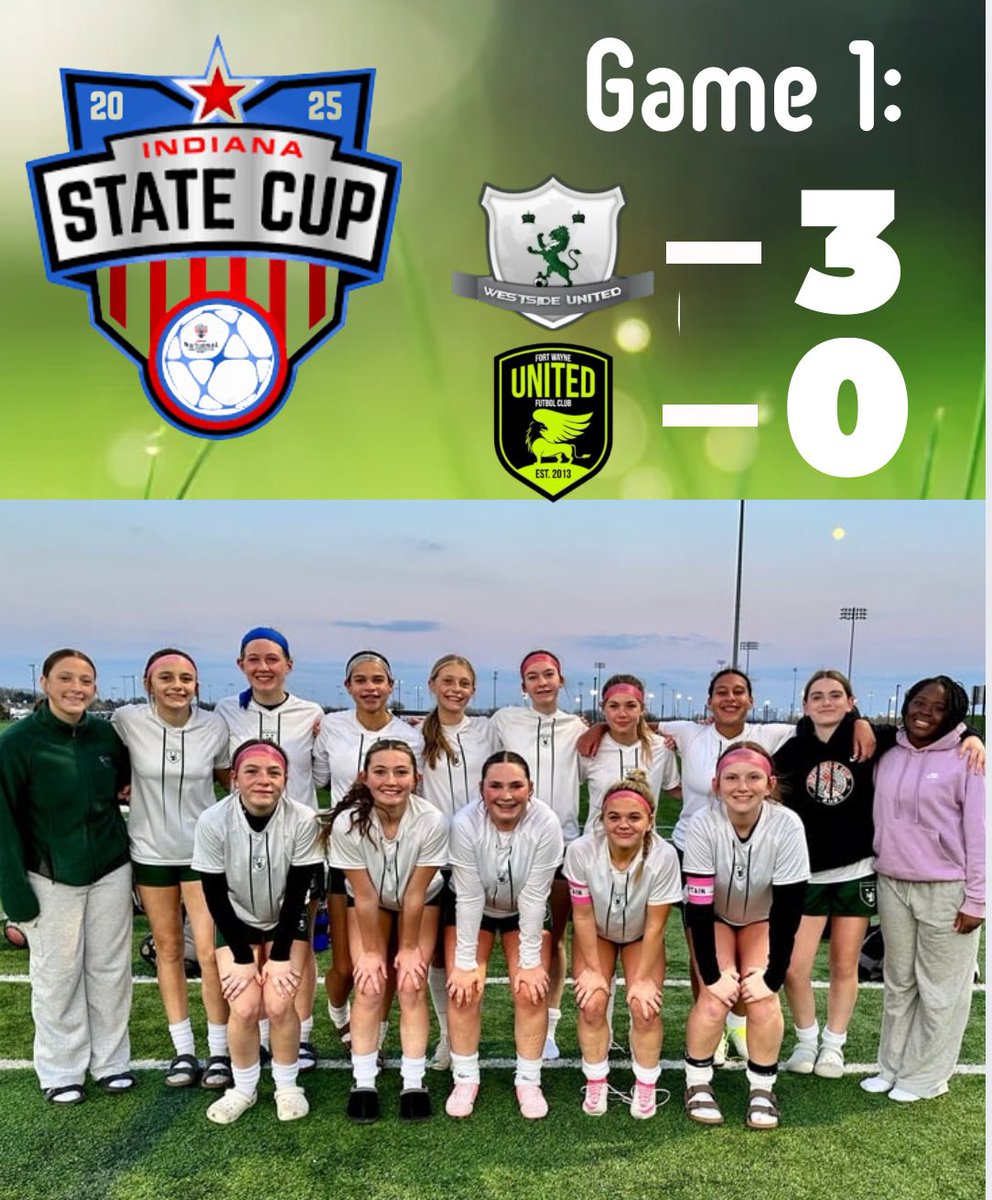 Won first game of State Cup against Fort Wayne United 3-0. 
⚽️⚽️Kami Steward
      ⚽️Bri Carlisle
       🅰️Kendall Doss
🧤Shout out by Harper Deal and Brooklyn Sharpe
#FridayNightLights #soccergoals