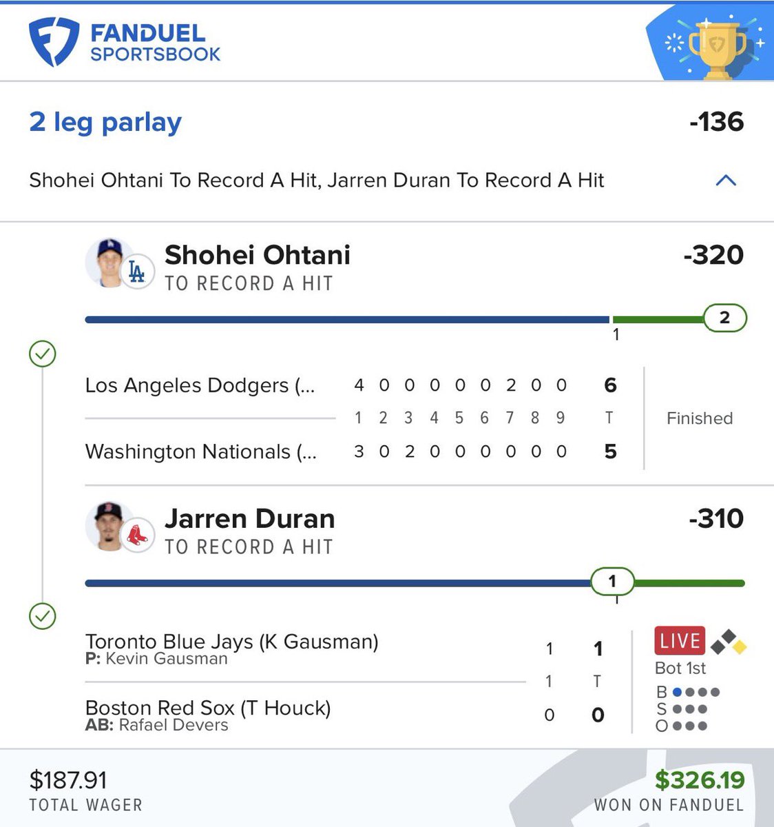 HoodRich4Pres's tweet photo. $100 -> $1000 Challenge Recap ⬇️

Day 1 - Ohtani/Bobby Hit Lay ✅
Day 2 - Ohtani/Duran Hit Lay ✅
Day 3 -  Bobby/Yelich Hit Lay✅
Day 4 -  Yandy/Yordan Hit Lay✅

4 days, $1000 made 🏆
ALL DONE FOR FREE 🚀 https://t.co/P8sOB15X0q
