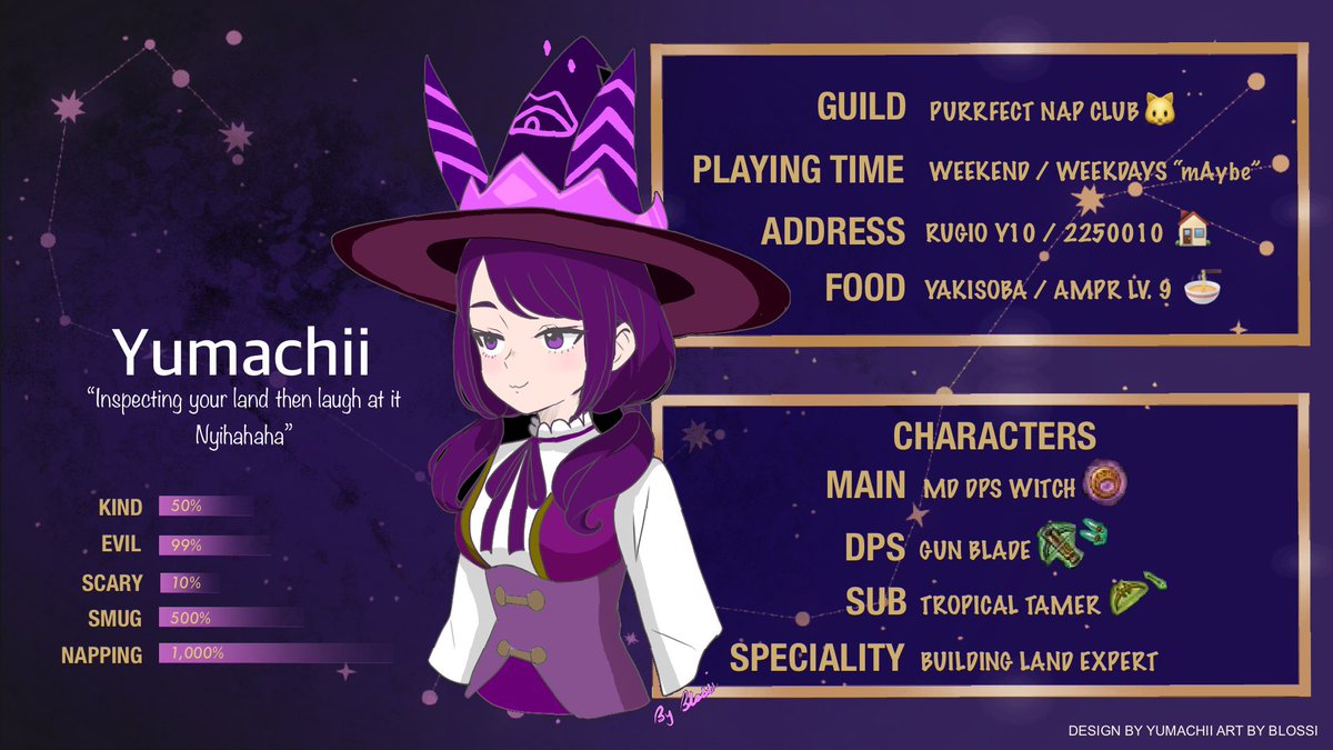 MissYumachii's tweet photo. I made my own toram profile nyihahaha
The art made by blossi @7TeaFiend umu very pretty art
1.000% napping is very accurate lol
#ToramProfile
#toramonline
#トーラム
#トーラムプロフィール https://t.co/Yrq3LxaXOz