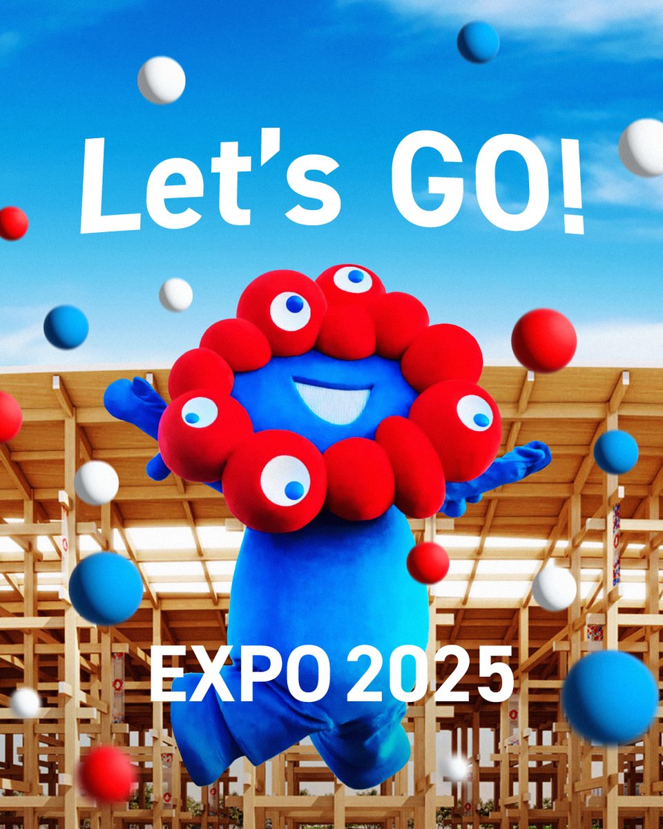 🔴🔵Let's  Goooo #EXPO2025 !!!!🔵🔴

⠀　 ⠀✨ *⠀⠀⠀⠀⠀⠀ *☆
　  ✦ * ⠀⠀⠀⠀✧　　　✨˚ 

　  　  今日4月13日(日)
ついに #大阪・関西万博 開幕🎉 

　　 ✨⠀⠀✧⠀⠀⠀*　　✦
　 ˚ 　　 ＊　　　✨

みなさんのご来場を
心よりお待ちしております🏃‍♀️

#きたぞ万博