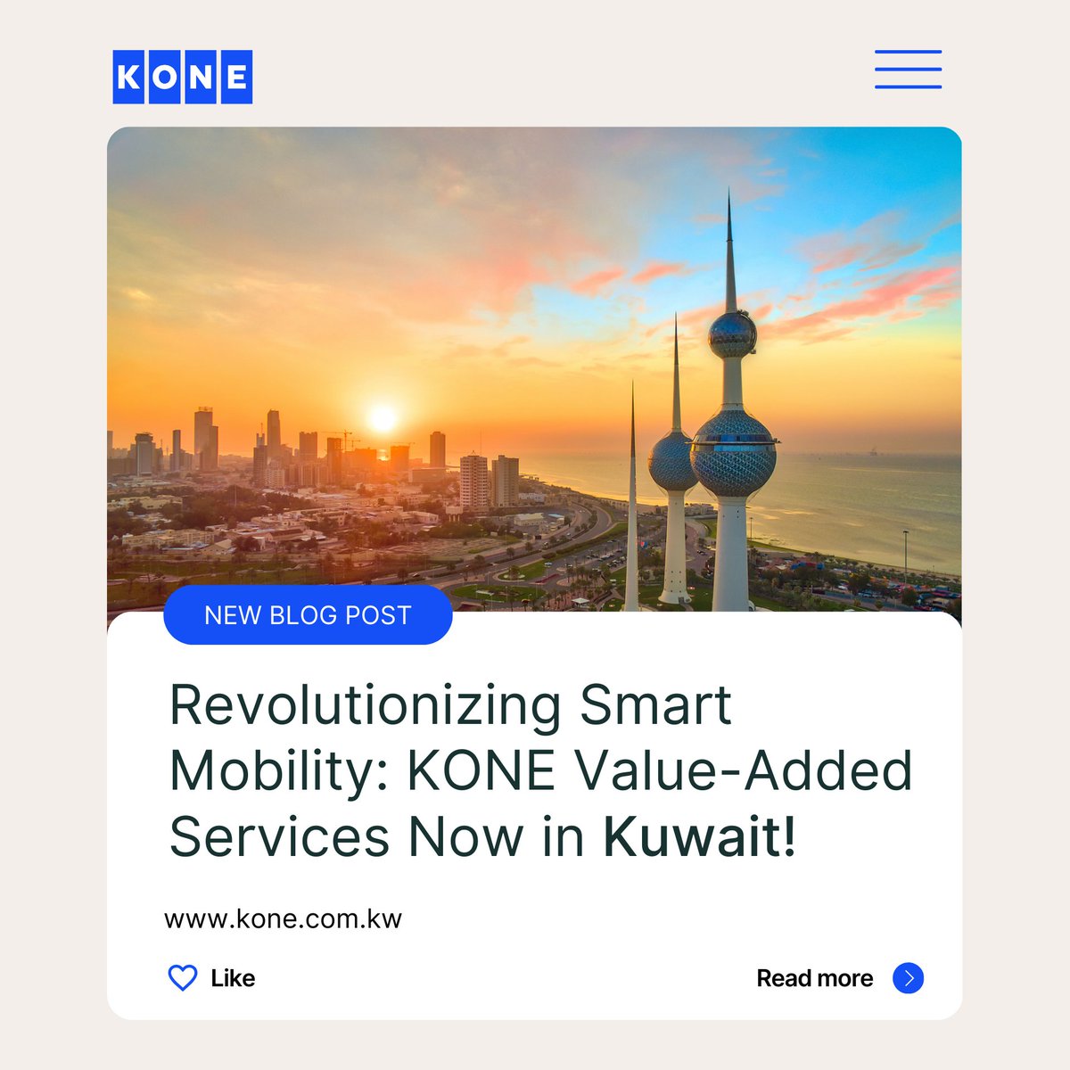 KONE_MTA's tweet photo. The future of smart mobility is here! 🚀
KONE VAS is transforming efficiency, safety &amp; automation in Kuwait’s buildings.
Discover how we're reshaping the skyline 👉 https://t.co/GJrNurL7cp
#KONE #SmartMobility #Kuwait https://t.co/VbVTZO95XD