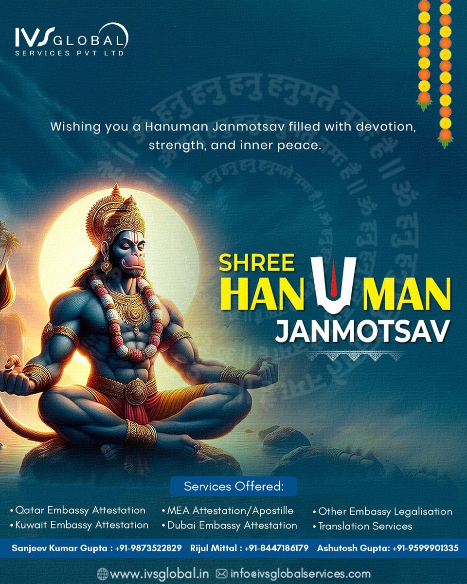 GlobalIvs's tweet photo. Let us be inspired by Lord Hanuman’s endless love for Lord Ram and live a life full of purpose and strength. Happy Hanuman Jayanti! 

#hanumanjayanti #jaibajrangbali #lordhanuman #devotion #hanumanji #jaishriram #hanumanjayanti2025 https://t.co/SGxUALDrHG