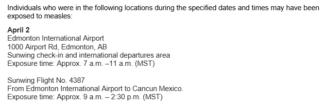 AHS has been notified of four additional new cases of measles within the Central Zone where there are now 30 confirmed cases at this time. At least one of the new individual cases has been in public settings in Edmonton while infectious. Learn more at: albertahealthservices.ca/news/Page18877…